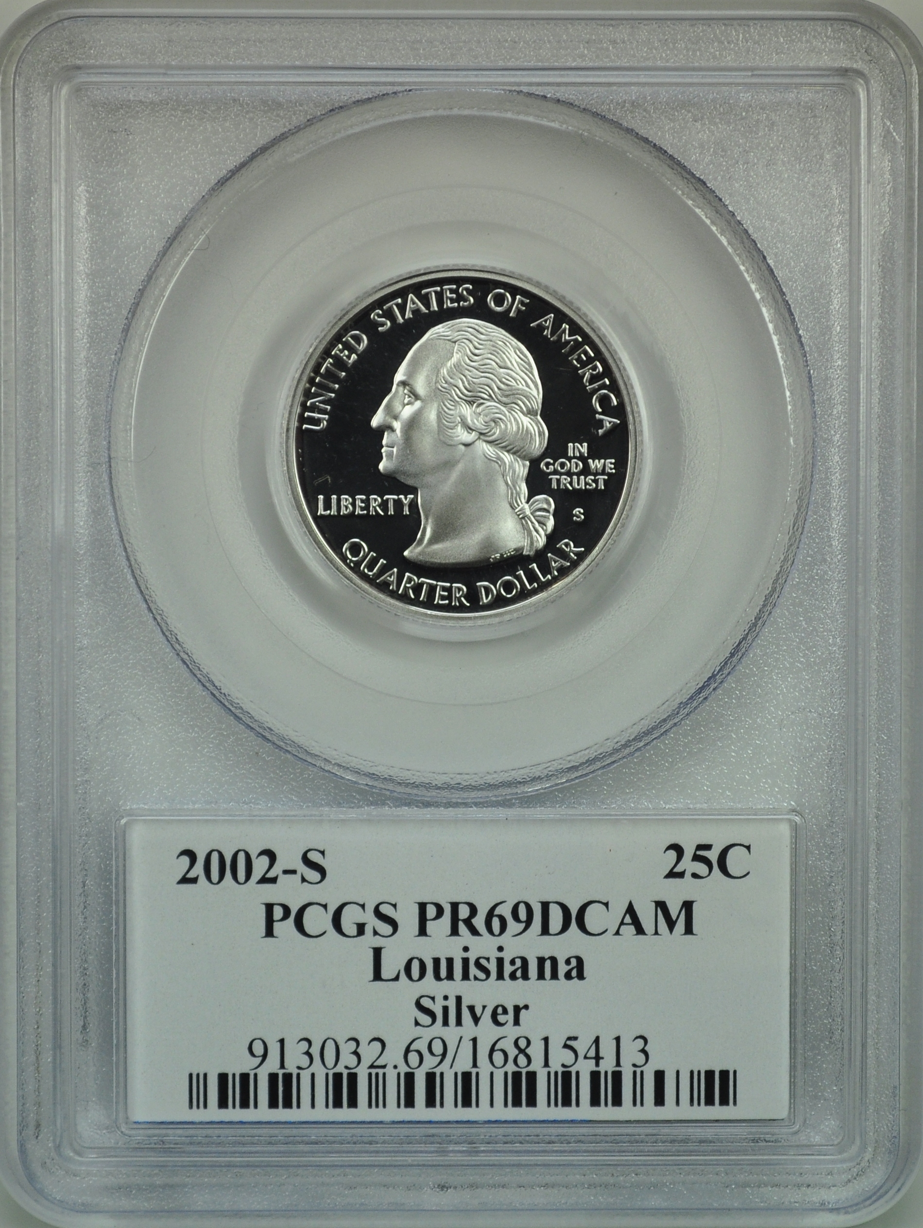 2002-S PCGS PR69DCAM Louisiana SILVER Statehood Quarter 