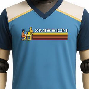 XMission Girl and Robot retro t-shirt