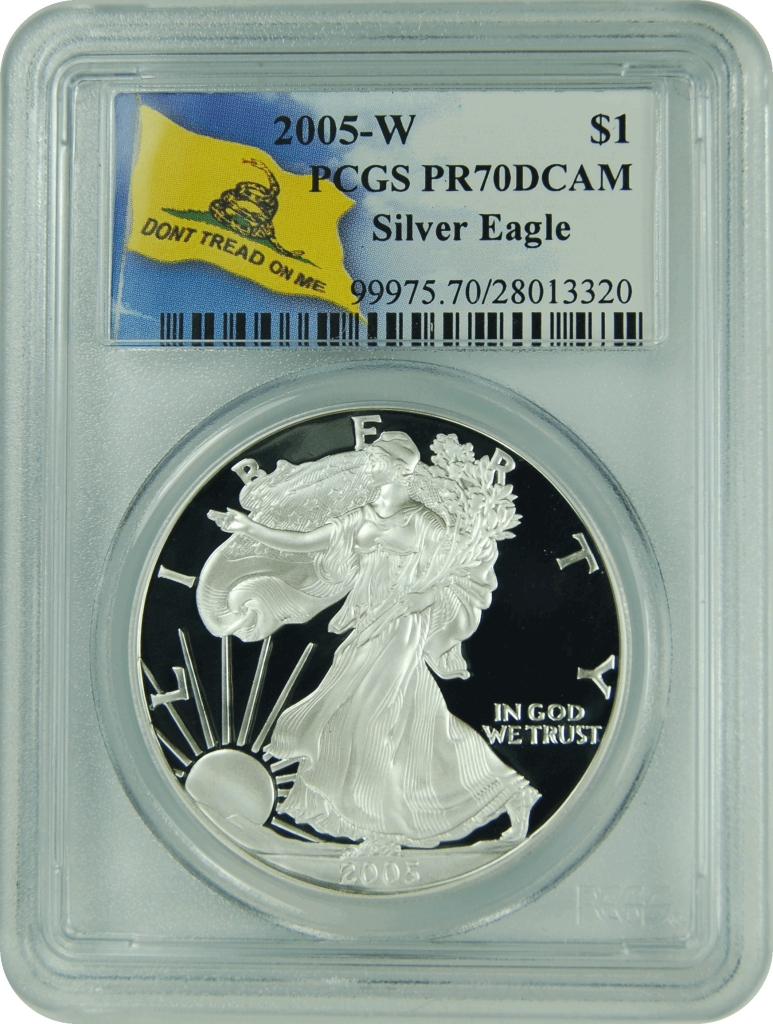 2007 PCGS MS70 Silver Eagle Don/'t Tread On Me Label