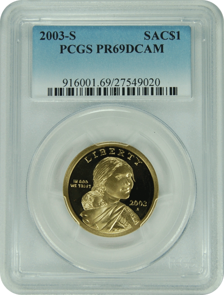 2003-S PCGS PR69DCAM SAC$1 New PCGS Label